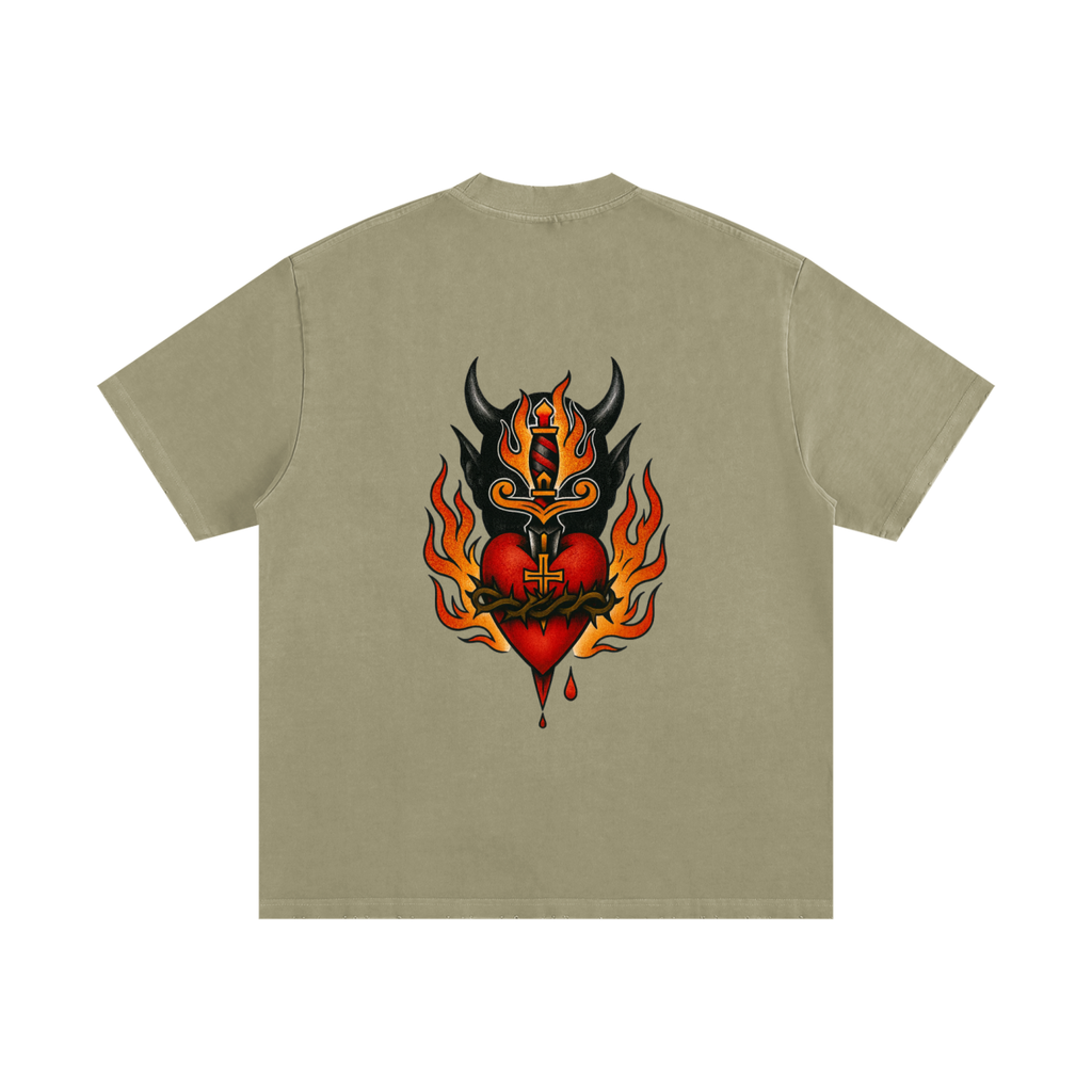 Sacred Heart: Heavyweight Vintage Frayed T-Shirt
