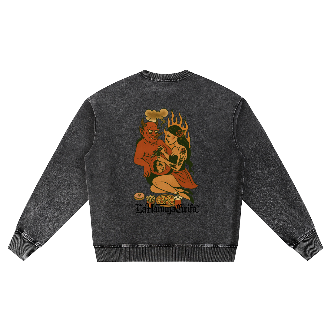 Thank you honey: Snow Wash Oversized Crewneck Sweatshirt