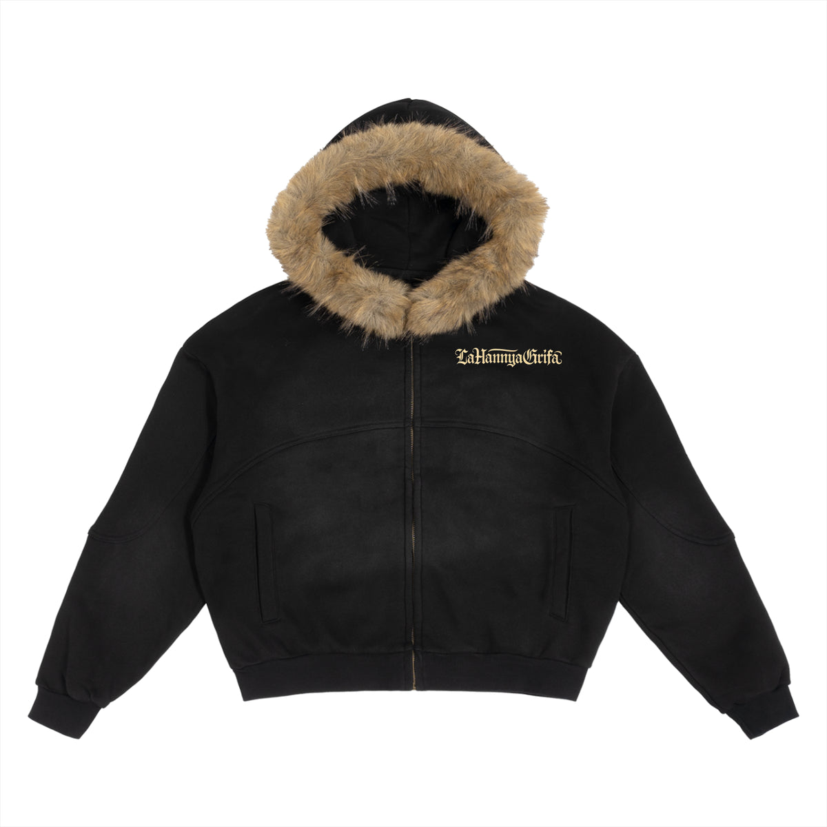 Sacred Heart - Sun Fade Boxy Detachable Fur Hoodie