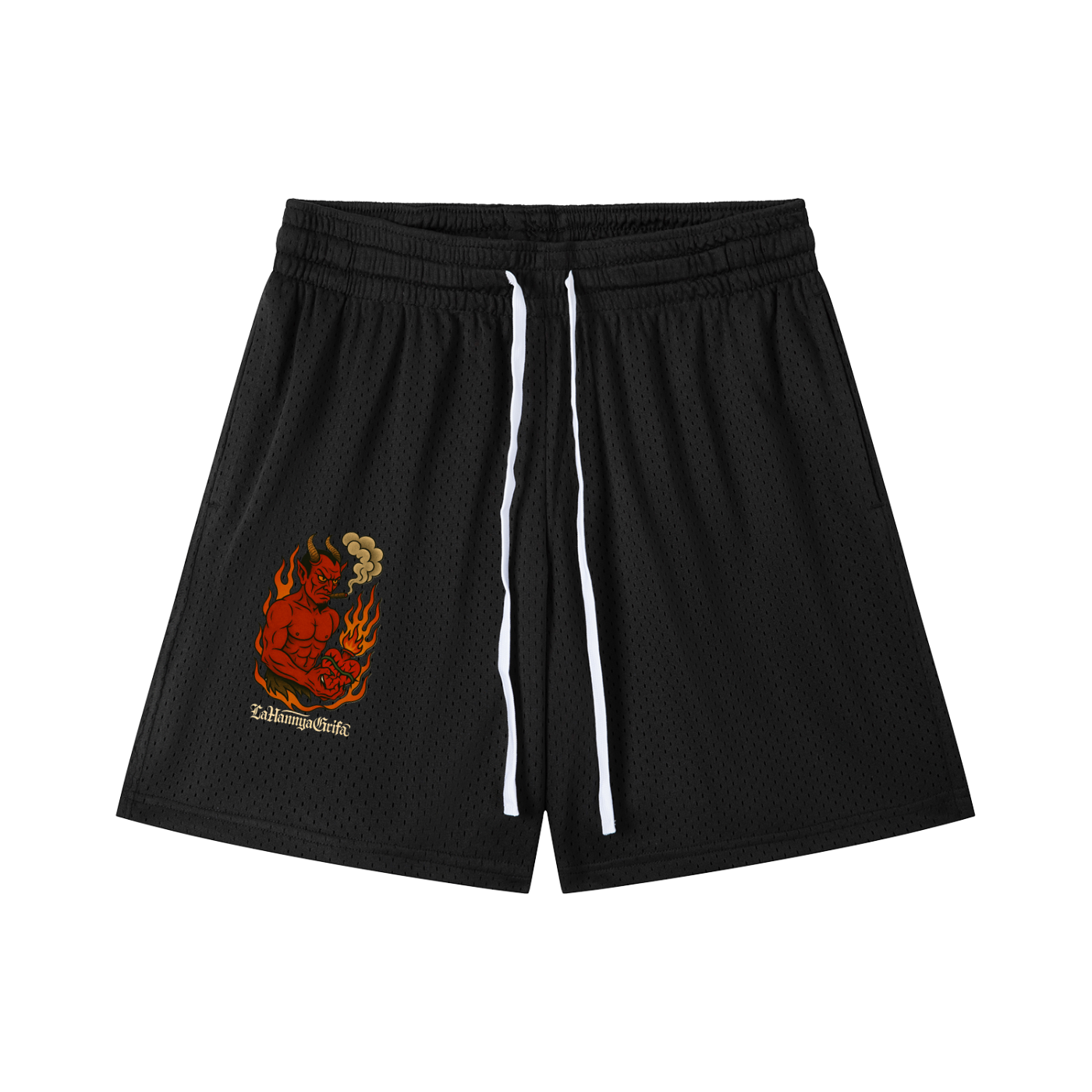 Hannya Devil: Mesh Drawstring Shorts