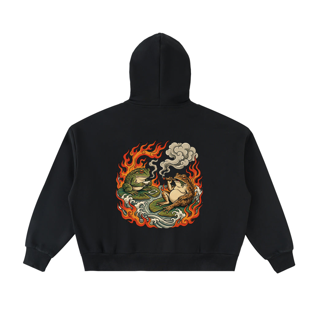 Hot Boxed Frogs - Fleeced Full-Zip Boxy Hoodie