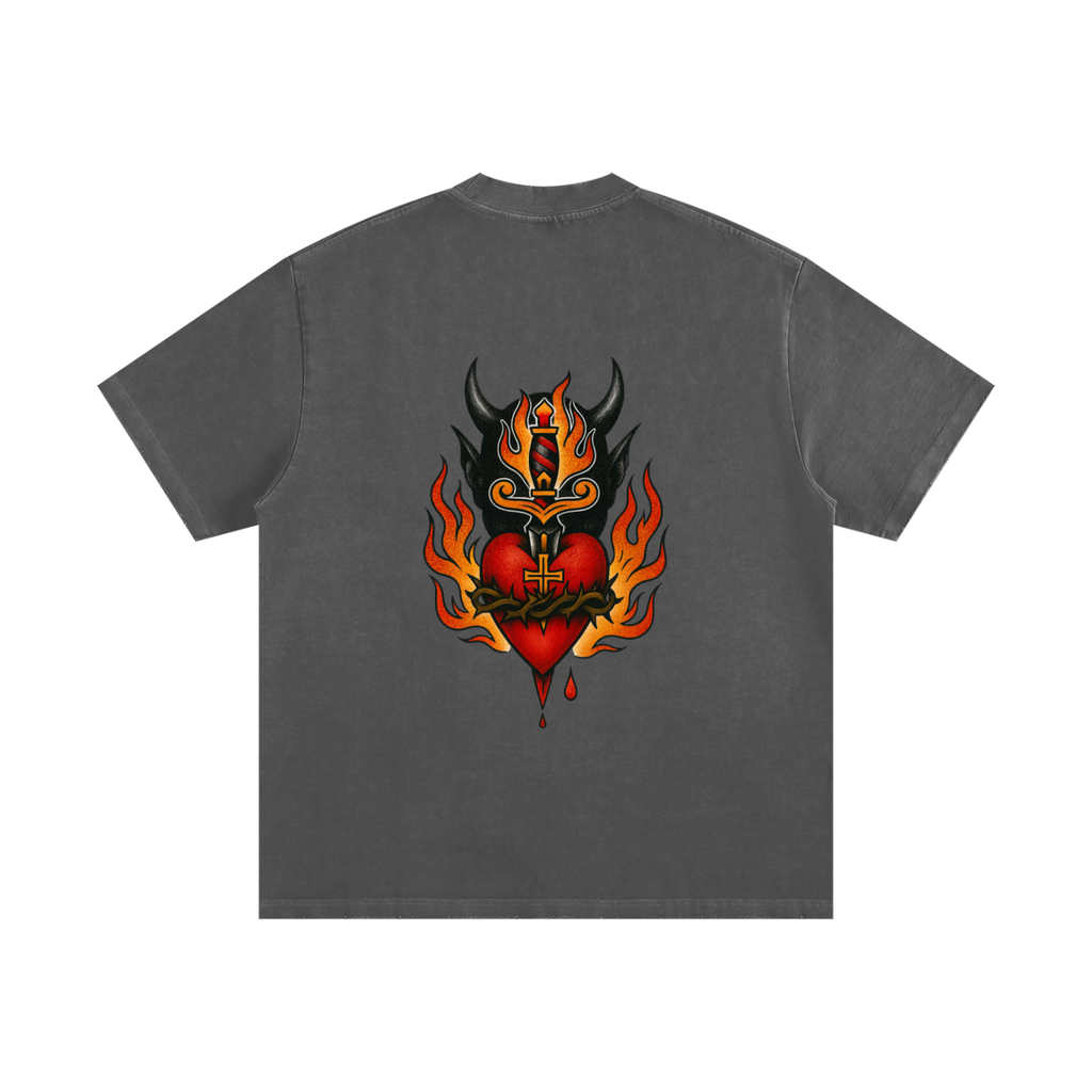 Sacred Heart: Heavyweight Vintage Frayed T-Shirt