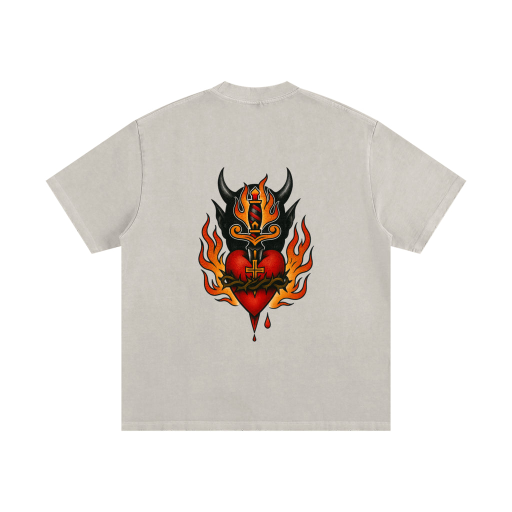 Sacred Heart: Heavyweight Vintage Frayed T-Shirt