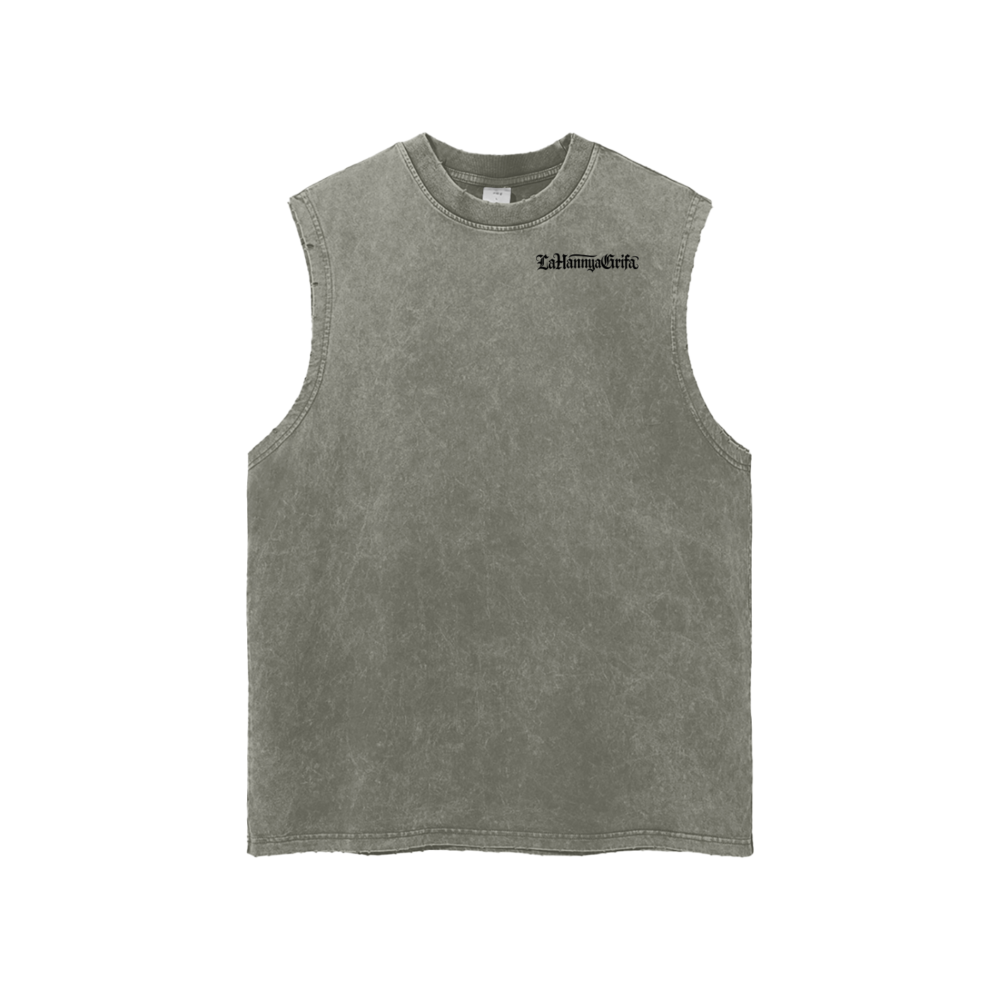 Peace: Snow Washed Frayed Hem Tank Top