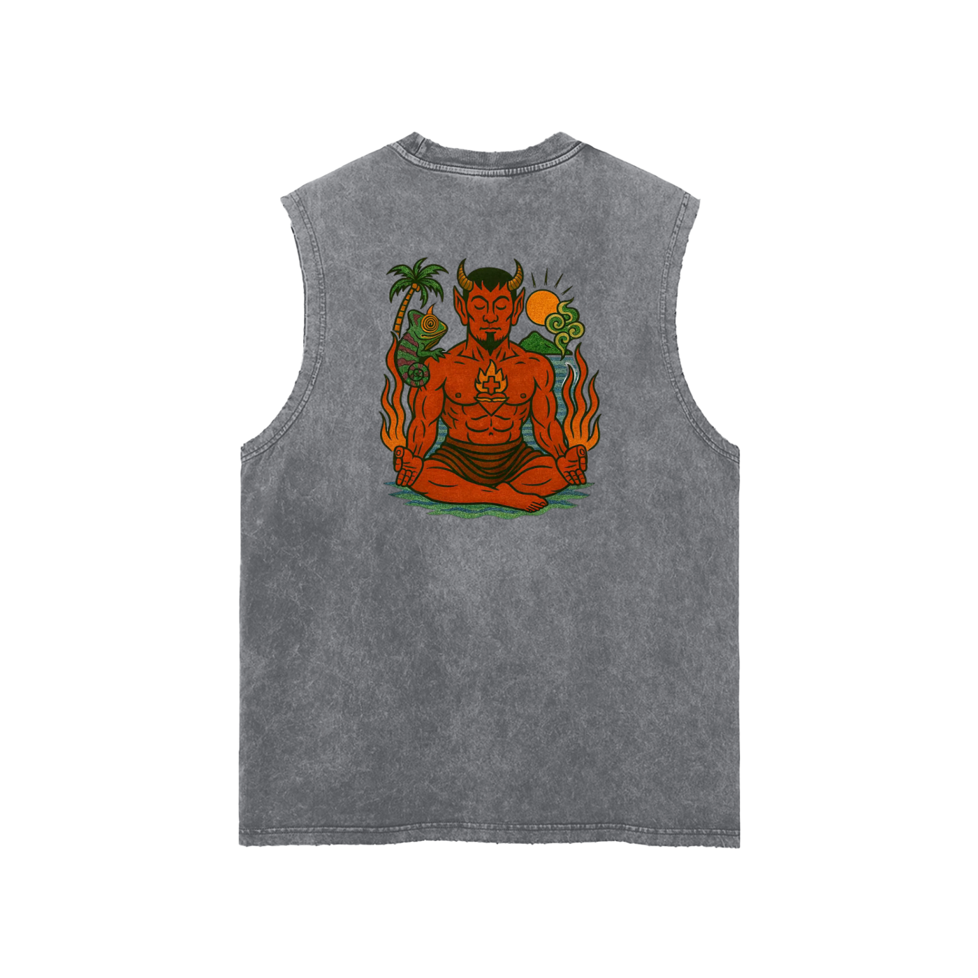 Peace: Snow Washed Frayed Hem Tank Top