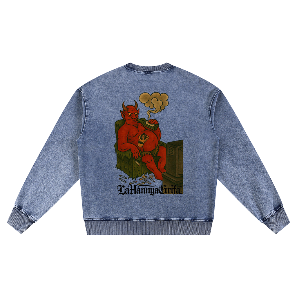 Chillin' Killing: Snow Wash Oversized Crewneck Sweatshirt