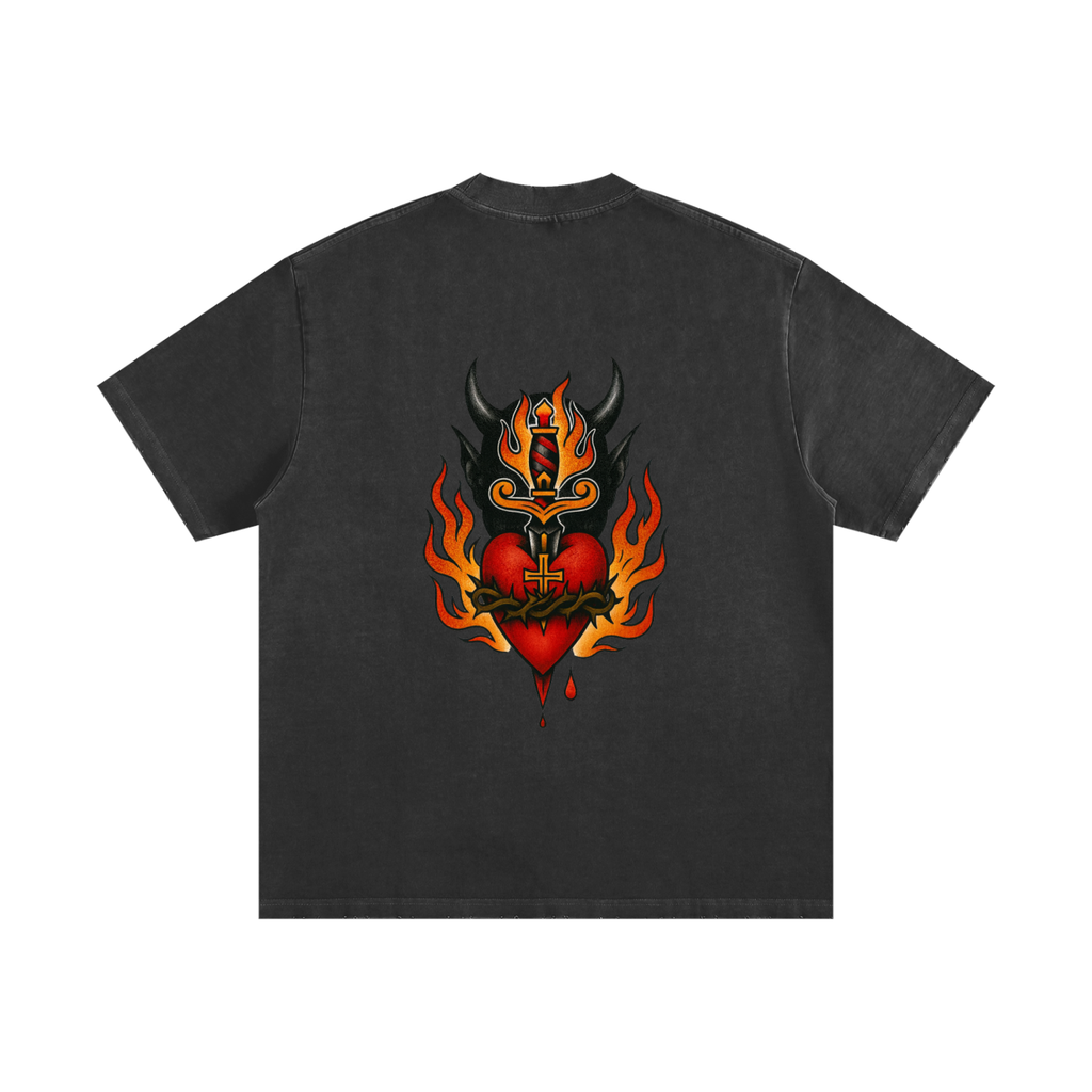 Sacred Heart: Heavyweight Vintage Frayed T-Shirt