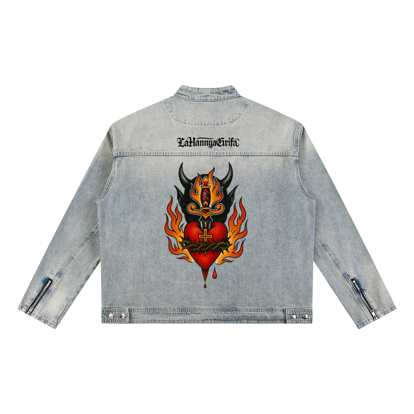 Sacred Heart: Vintage Zip Denim Jacket