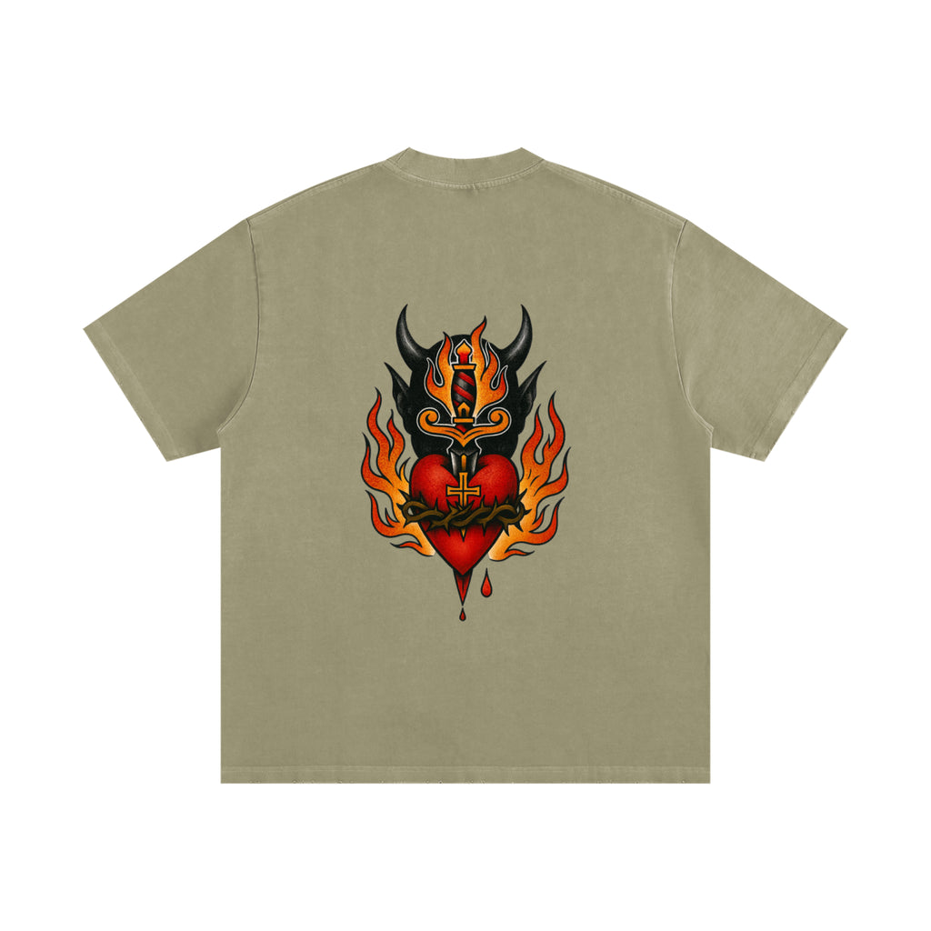 Sacred Heart: Heavyweight Vintage Frayed T-Shirt