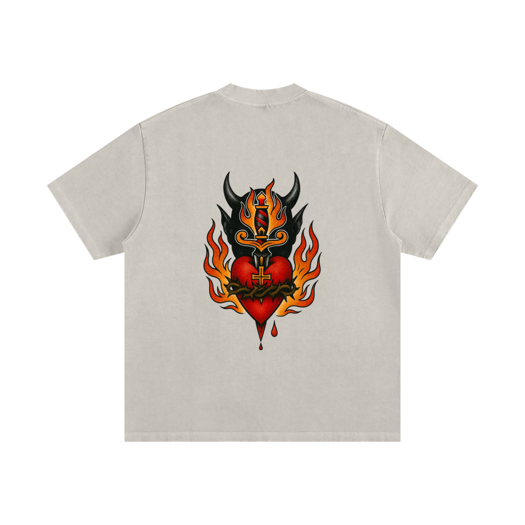 Sacred Heart: Heavyweight Vintage Frayed T-Shirt