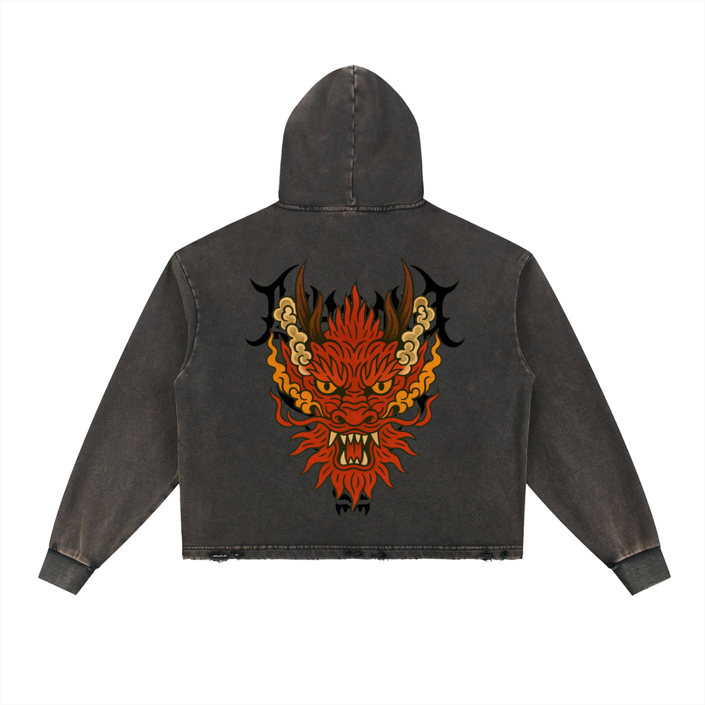 Dragon: Vintage Washed Frayed-Hem Hoodie