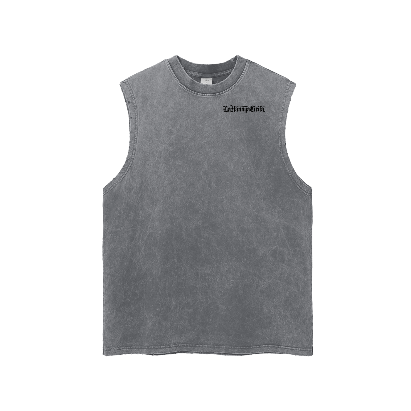 Peace: Snow Washed Frayed Hem Tank Top