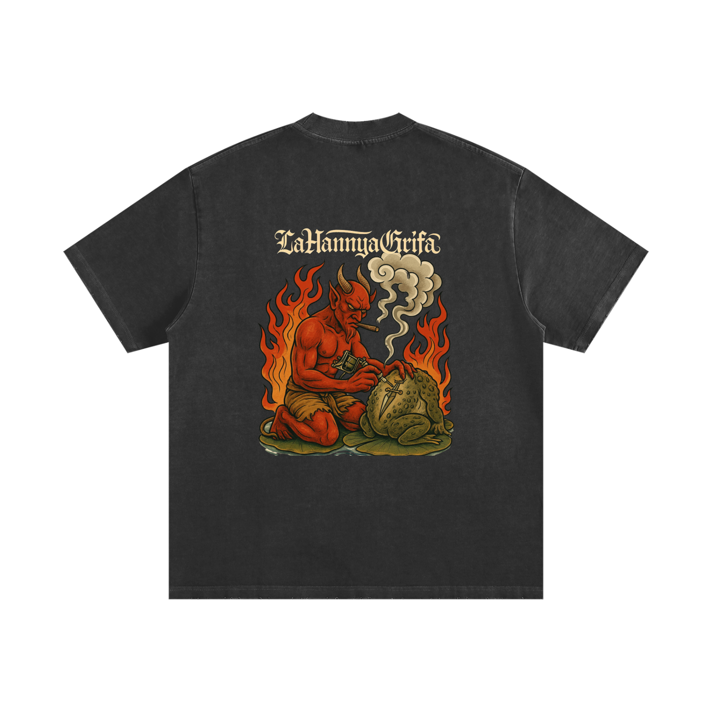 Hannya Artist: Heavyweight Vintage Frayed T-Shirt