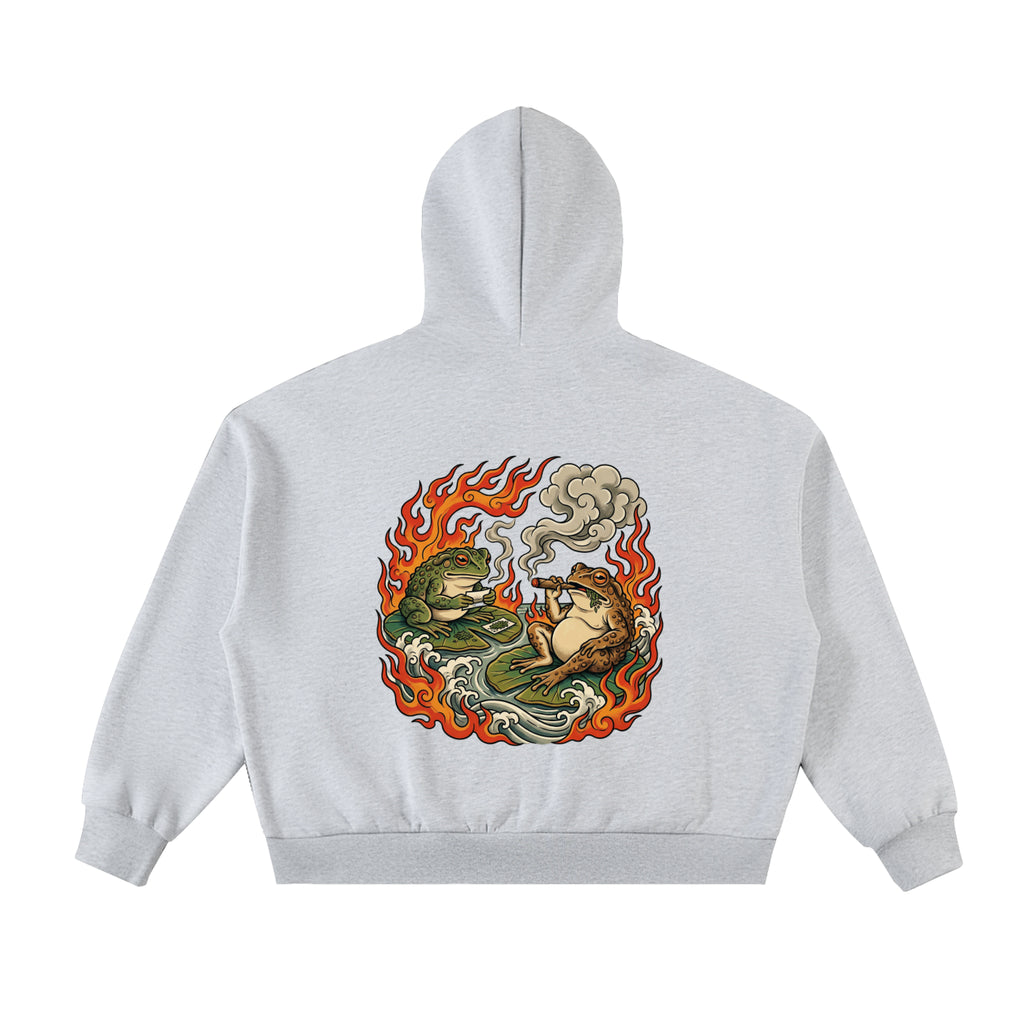 Hot Boxed Frogs - Fleeced Full-Zip Boxy Hoodie