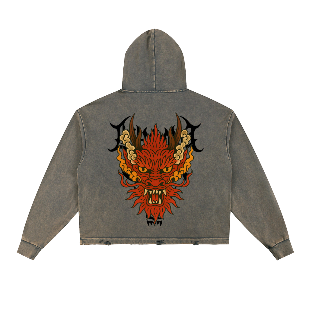 Dragon: Vintage Washed Frayed-Hem Hoodie