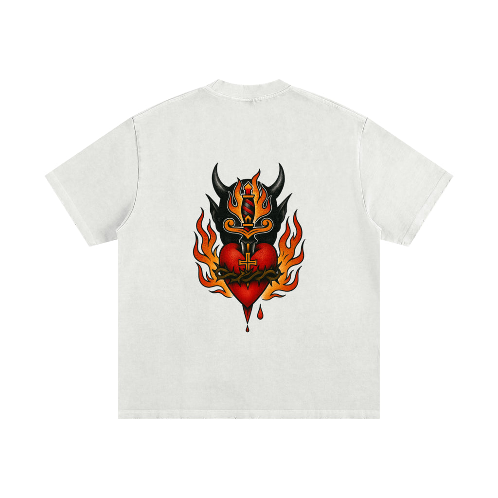 Sacred Heart: Heavyweight Vintage Frayed T-Shirt