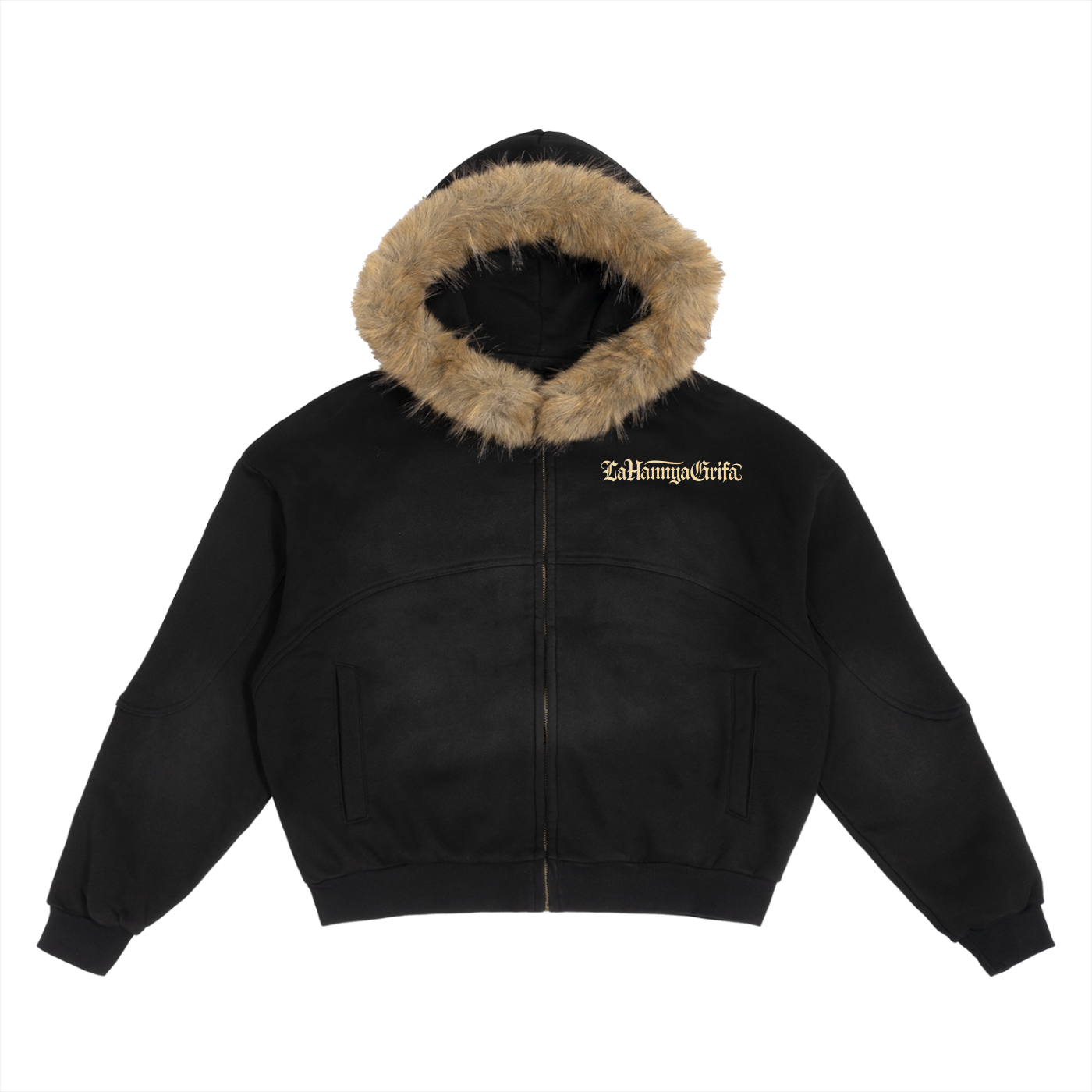 Sacred Heart - Sun Fade Boxy Detachable Fur Hoodie