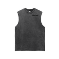 Peace: Snow Washed Frayed Hem Tank Top
