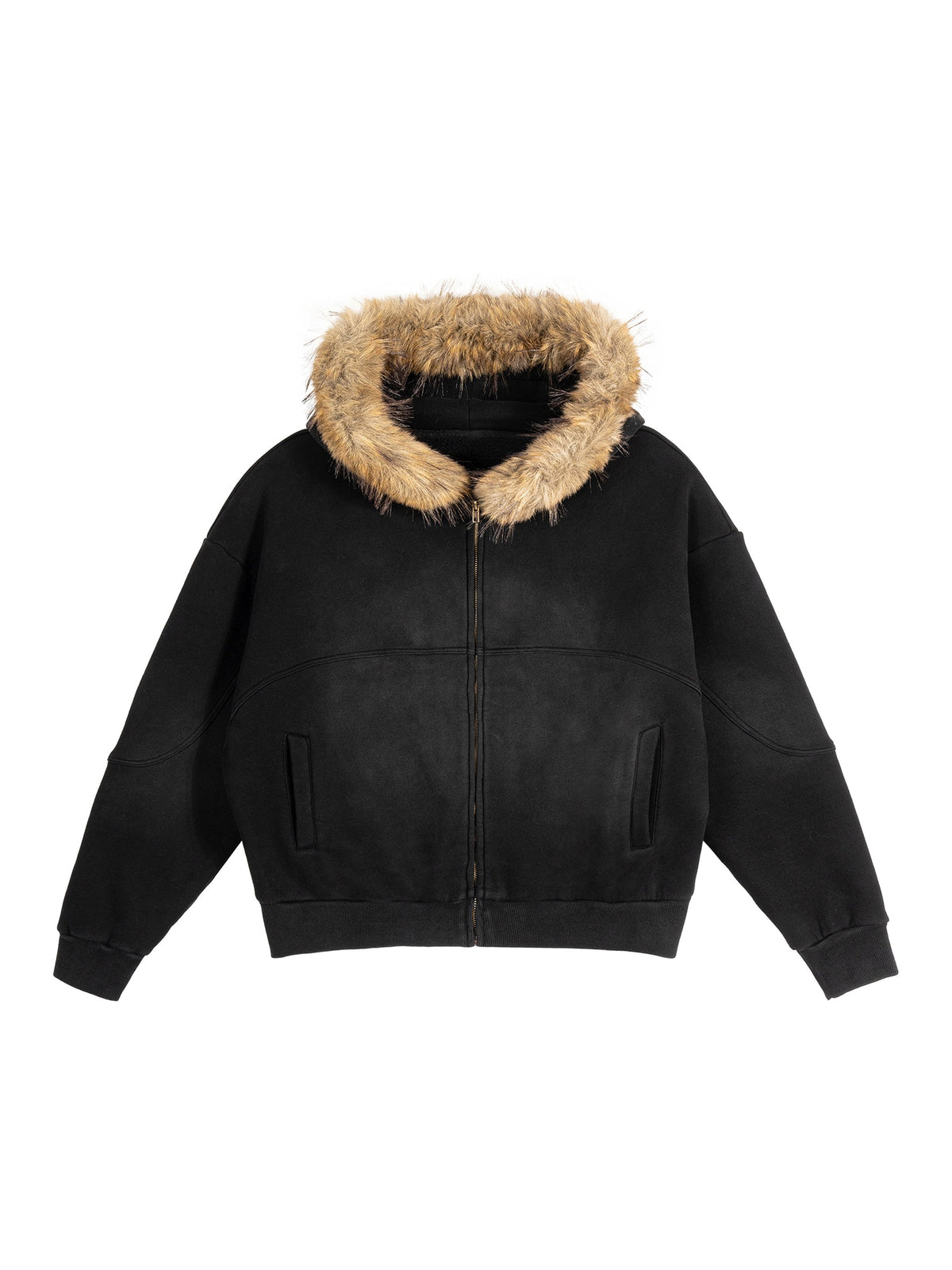 Sacred Heart - Sun Fade Boxy Detachable Fur Hoodie