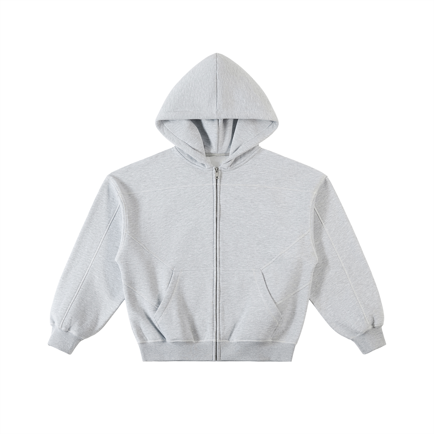 Balanced: Contrast-Stitched Boxy Fleece Zip Hoodie