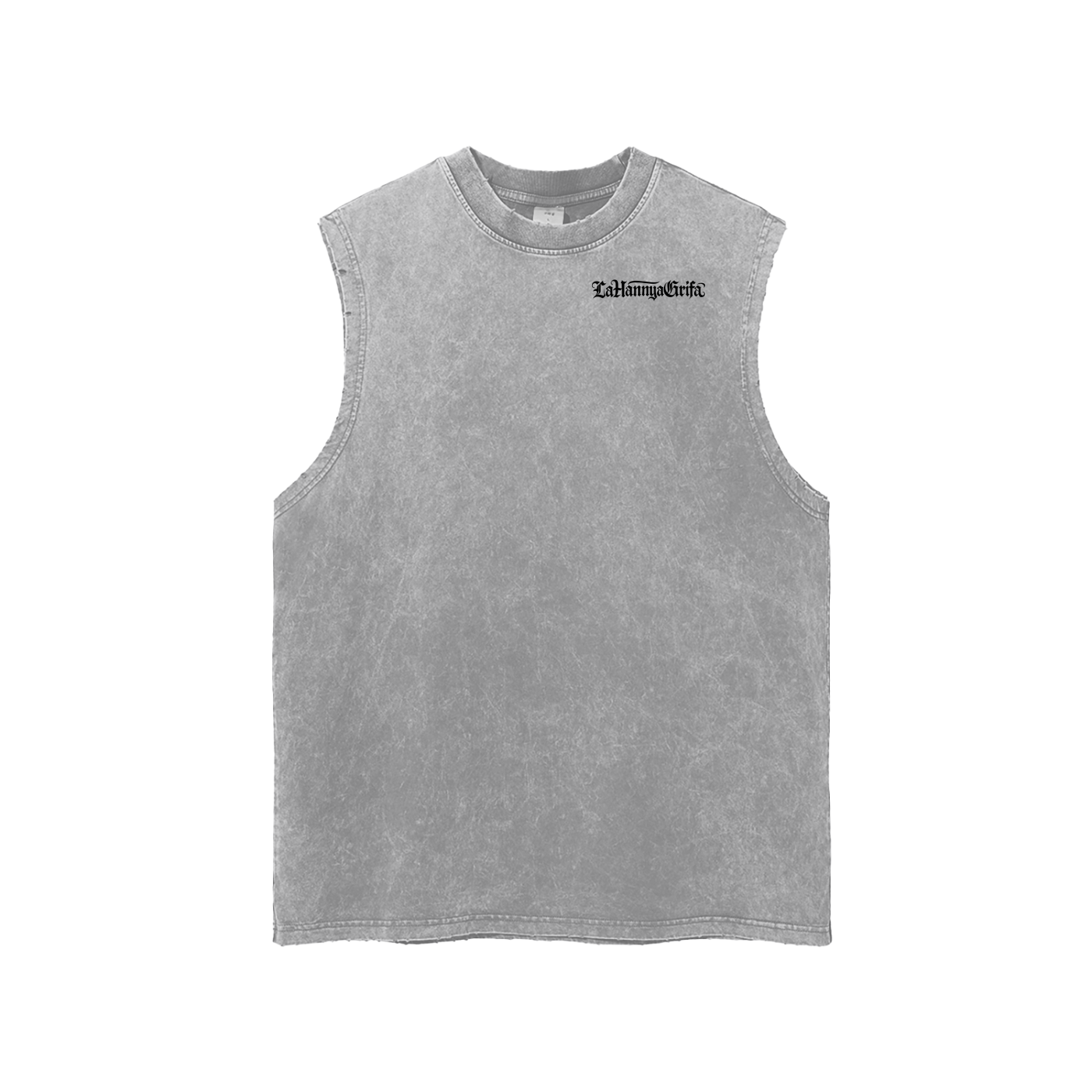 Peace: Snow Washed Frayed Hem Tank Top