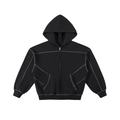 Balanced: Contrast-Stitched Boxy Fleece Zip Hoodie