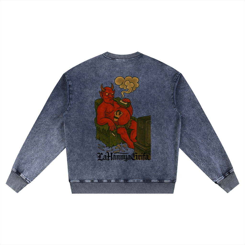 Chillin' Killing: Snow Wash Oversized Crewneck Sweatshirt