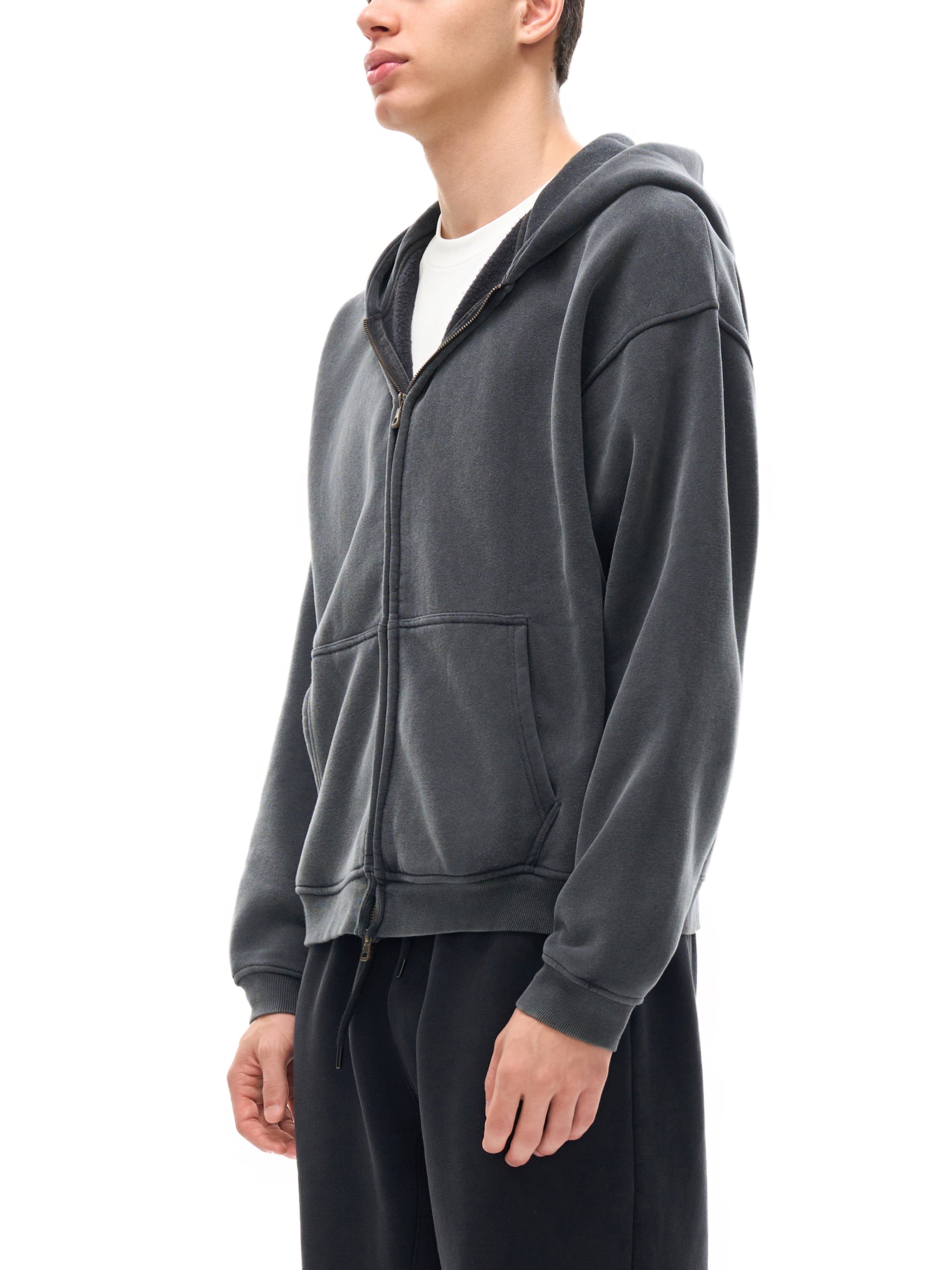 Chillin': Zip-Through Boxy Fleece Hoodie