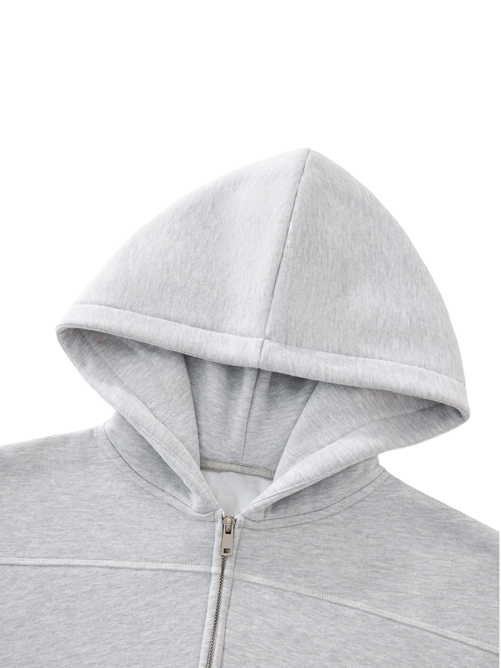 Balanced: Contrast-Stitched Boxy Fleece Zip Hoodie